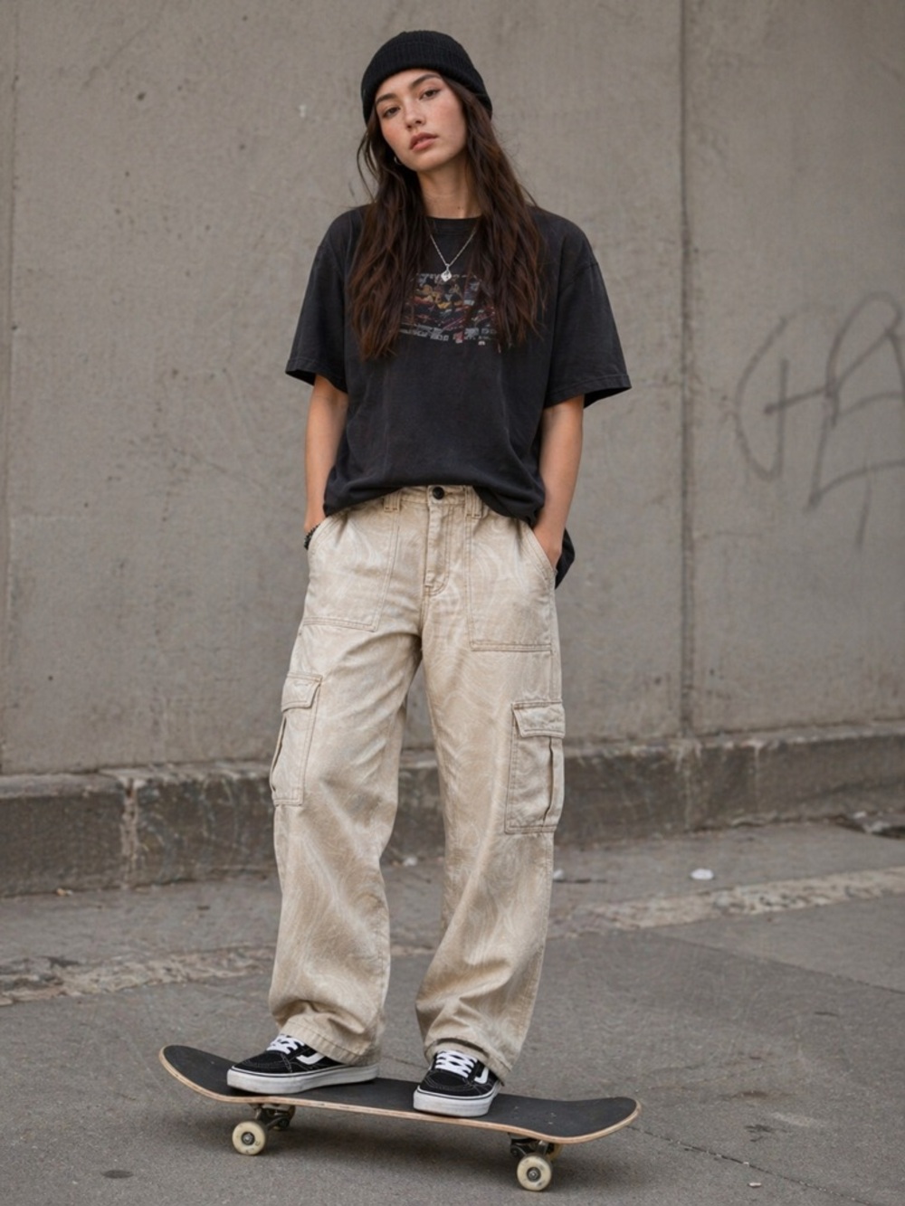 BDG sz 26 Beige Marble Skate Cargo Utility Pants Urban Outfitters